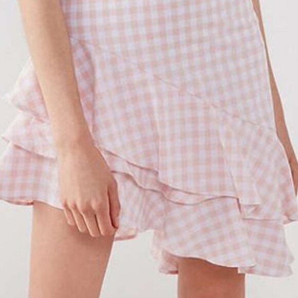 Backstage Cassidy check skirt Peach White new - Picture 2 of 6